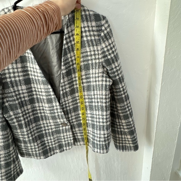Vintage Koret Union Made USA Plaid Checkered Gray Pink Blazer Single Button 8 - Picture 9 of 9